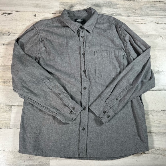 Eddie Bauer Men’s Long Sleeve Gray Cotton Flannel Button Shirt Size 2XL XXL - Picture 1 of 7